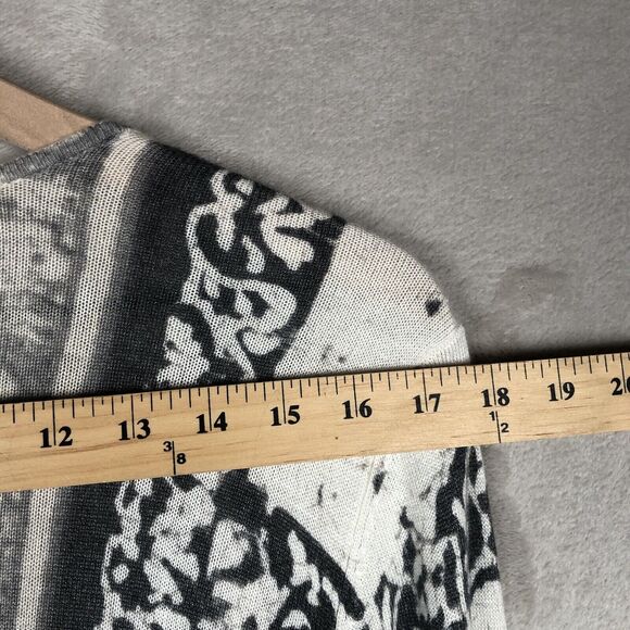 CHICOS Open Cardigan‎ Sz 2 (L) Gray Ivory Wool Cashmere Light Sweater Sequins - Picture 12 of 15